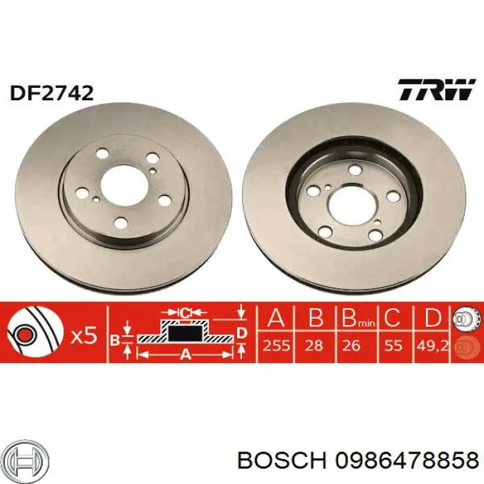 Диск переднього гальма Bosch 0986478858 ціна, від 28.06 USD