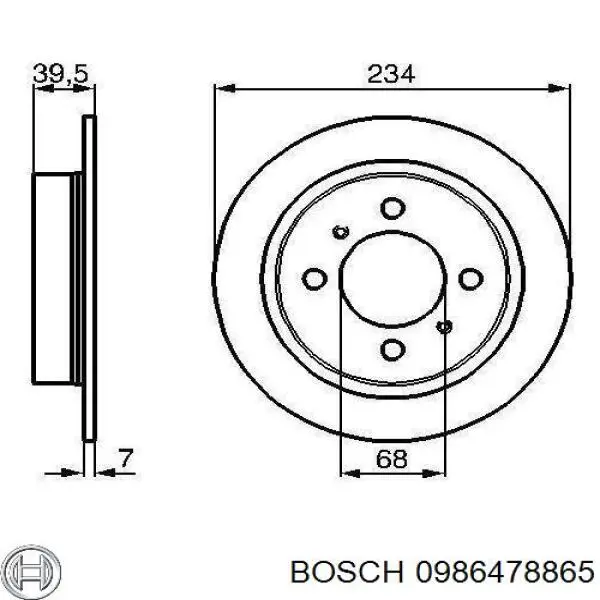 0986478865 Bosch диск гальмівний задній
