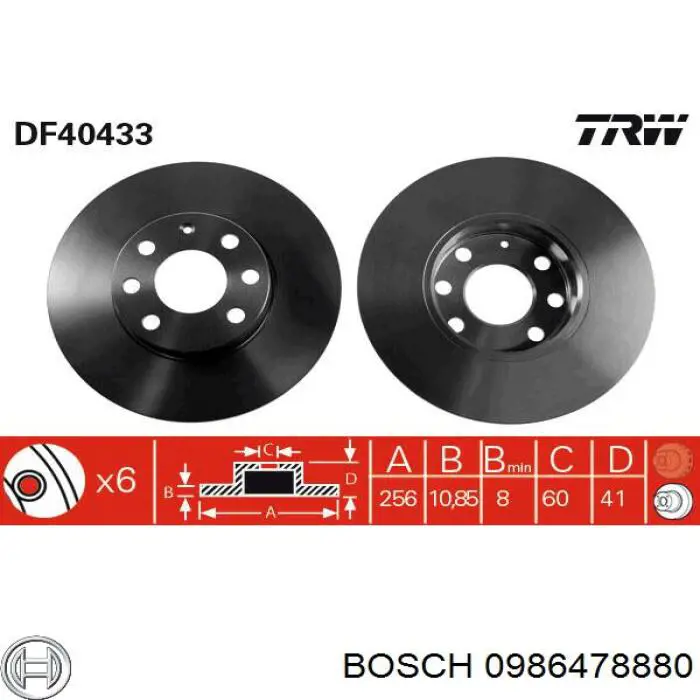 Диск переднього гальма Bosch 0986478880 ціна, від 20.88 USD