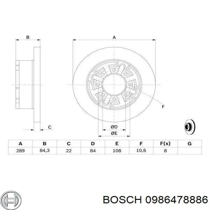 Купити 0986478886 Bosch Диск заднього гальма