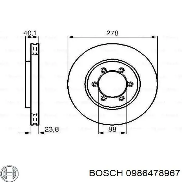 Диск переднього гальма Bosch 0986478967 ціна, від 39.80 USD