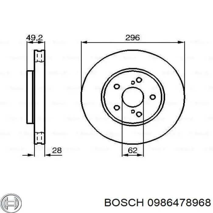 0986478968 Bosch диск гальмівний передній