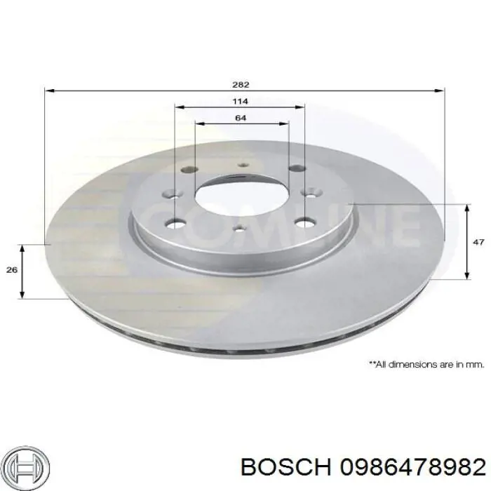 Гальмівні диски передні 0986478982 Bosch