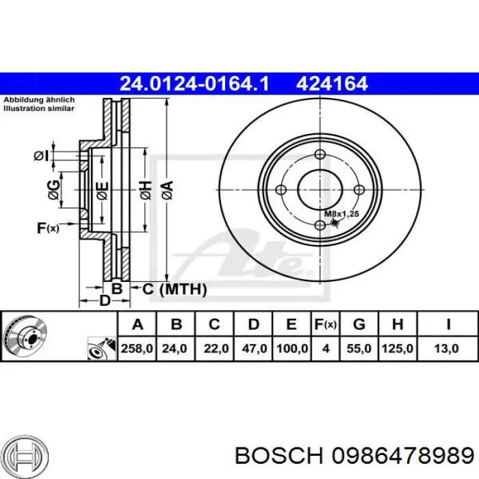 Гальмівні диски передні 0986478989 Bosch