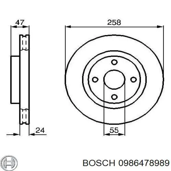 0986478989 Bosch Гальмо дискове переднє