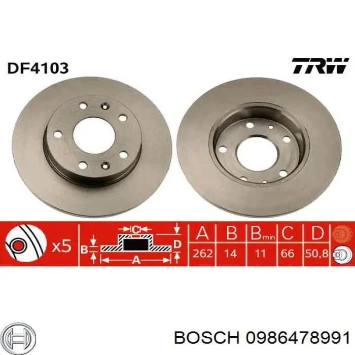 Диск переднього гальма Bosch 0986478991 ціна, від 28.88 USD
