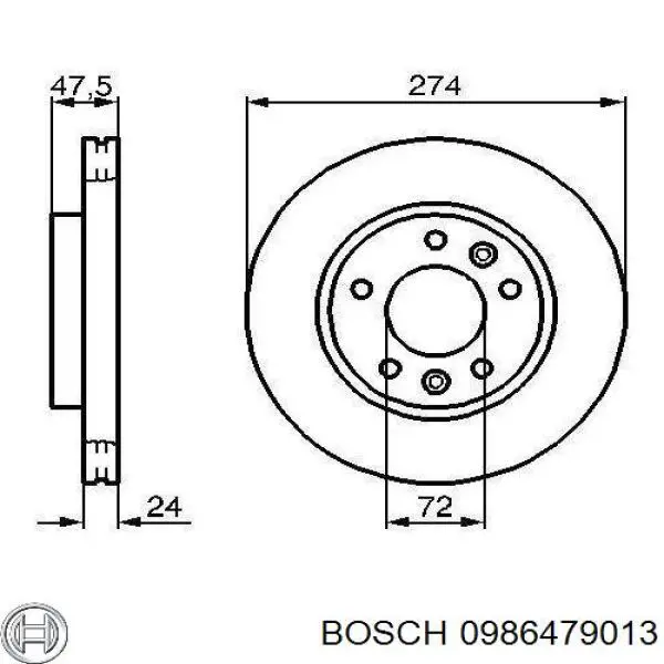 0986479013 Bosch диск гальмівний передній