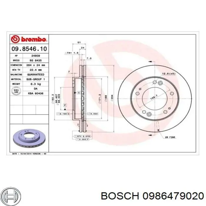0986479020 Bosch диск гальмівний передній