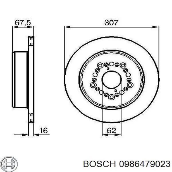 Диск гальмівний задній 0986479023 Bosch