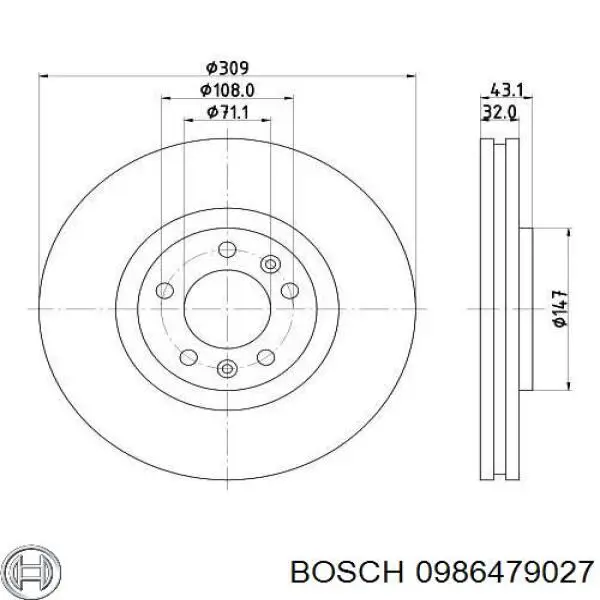 Гальмівні диски передні 0986479027 Bosch