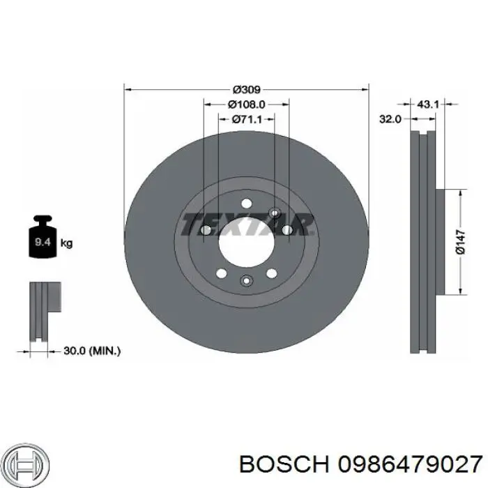 Купити 0986479027 Bosch Ротор гальмівний