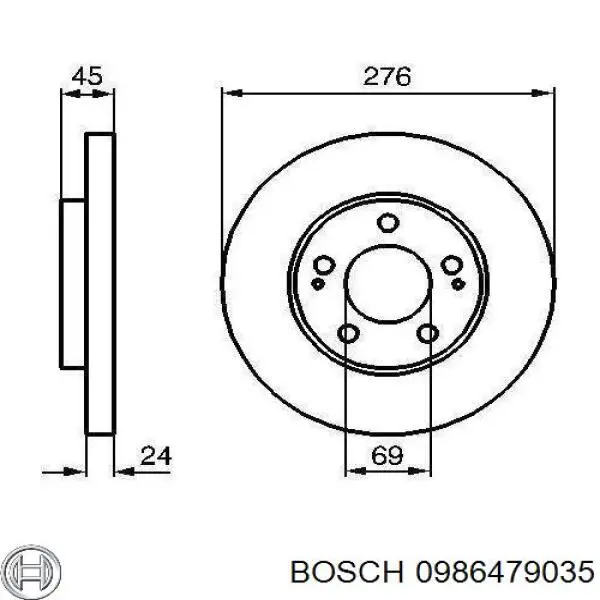 0986479035 Bosch диск гальмівний передній