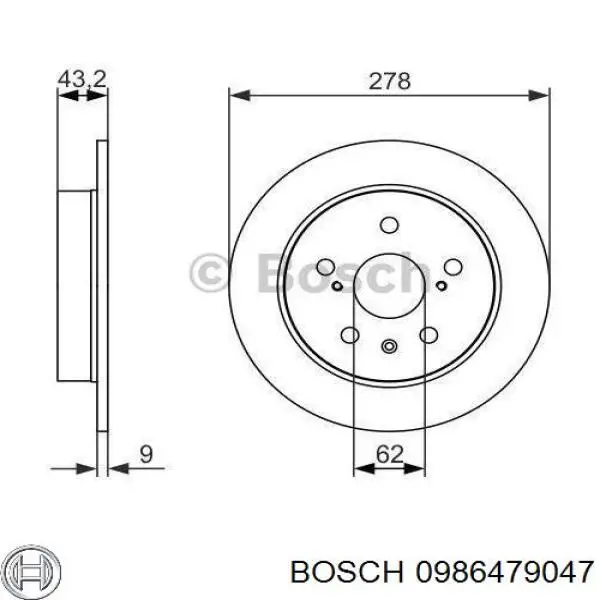 0986479047 Bosch диск гальмівний задній