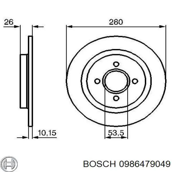 Диск гальмівний задній 0986479049 Bosch