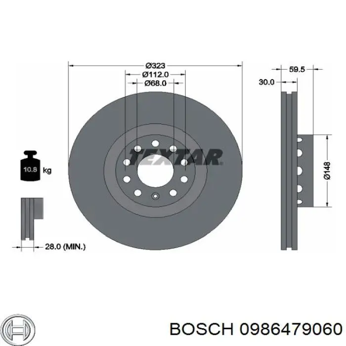 Гальмівні диски передні 0986479060 Bosch