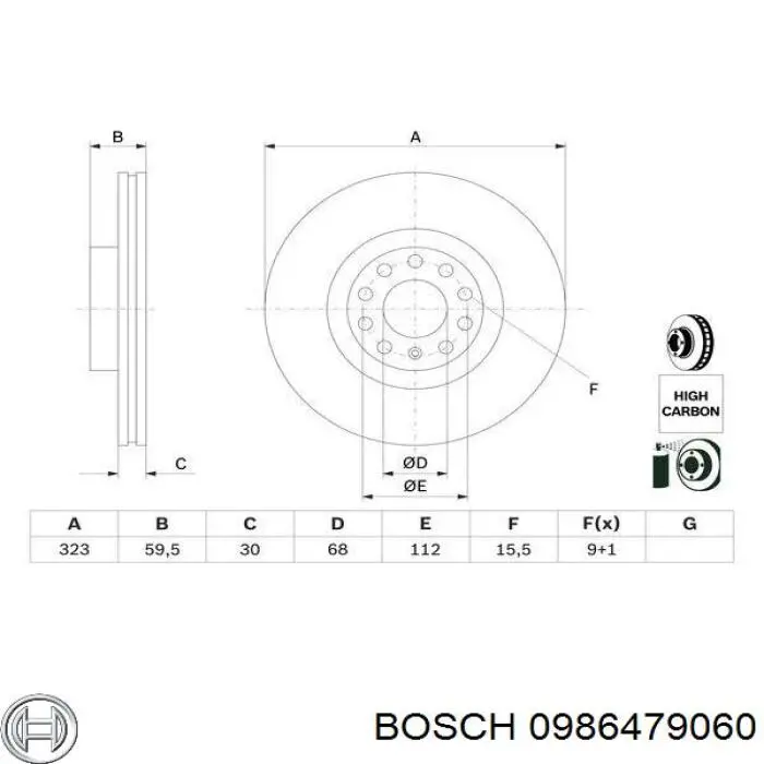 Купити 0986479060 Bosch Ротор гальмівний