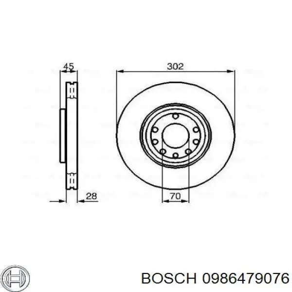 0986479076 Bosch диск гальмівний передній