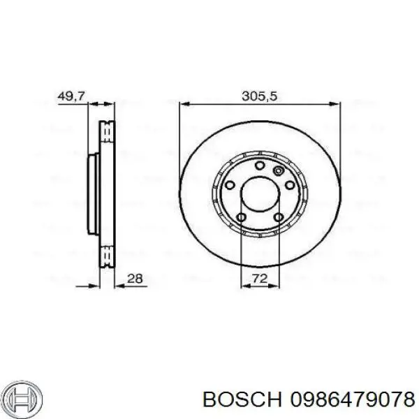 0986479078 Bosch Гальмо дискове переднє