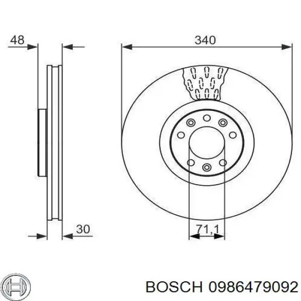 0986479092 Bosch диск гальмівний передній