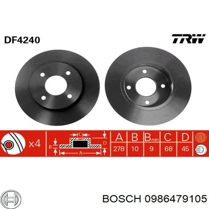 Задні дискові гальма Bosch 0986479105 ціна, від 28.48 USD