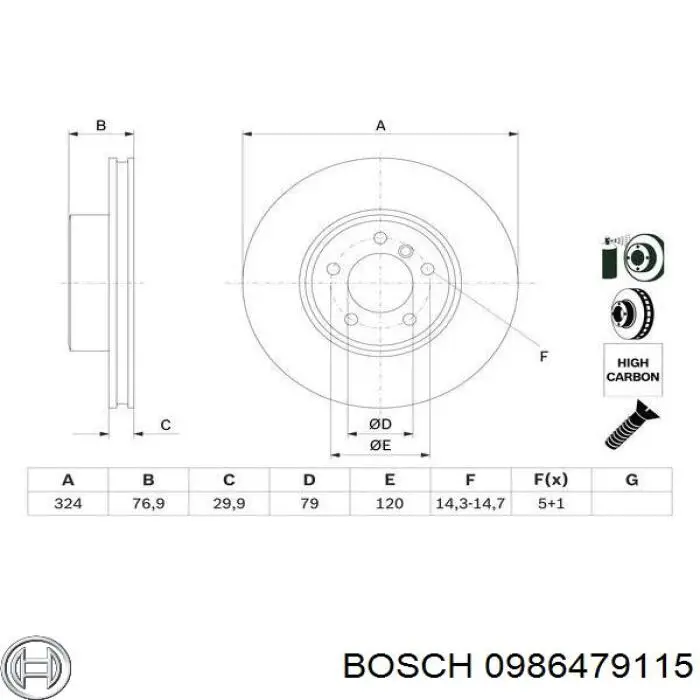 0986479115 Bosch Гальмо дискове переднє
