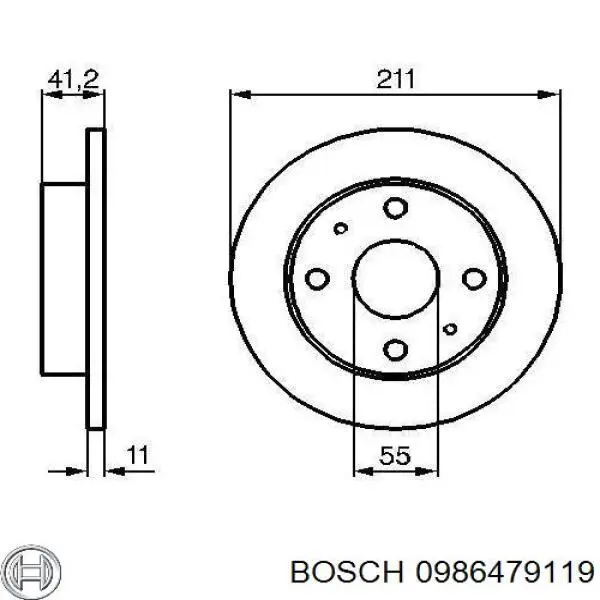 0986479119 Bosch диск гальмівний передній