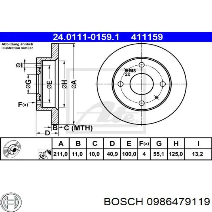 Купити 0986479119 Bosch Ротор гальмівний