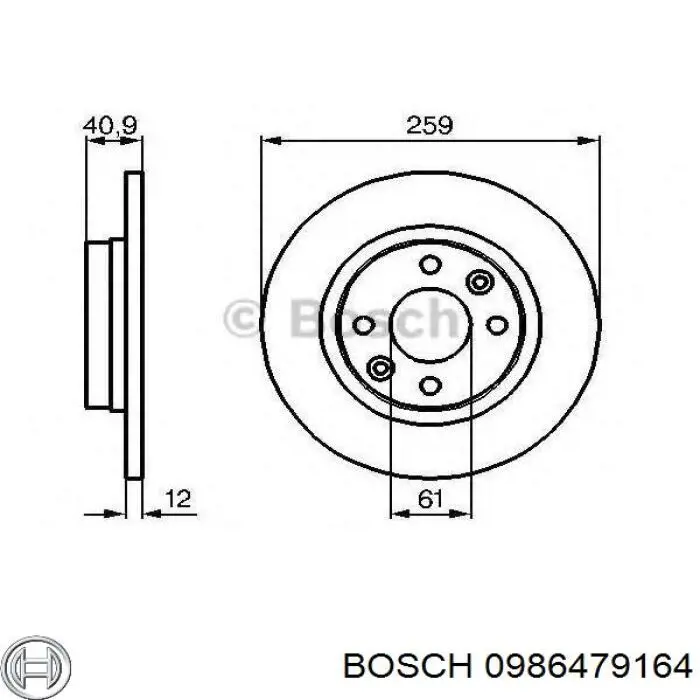 0986479164 Bosch диск гальмівний передній