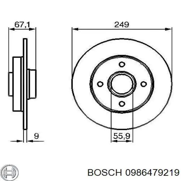 0986479219 Bosch диск гальмівний задній