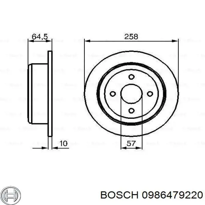 Купити 0986479220 Bosch Диск заднього гальма
