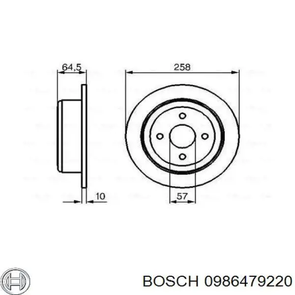 0986479220 Bosch диск гальмівний задній