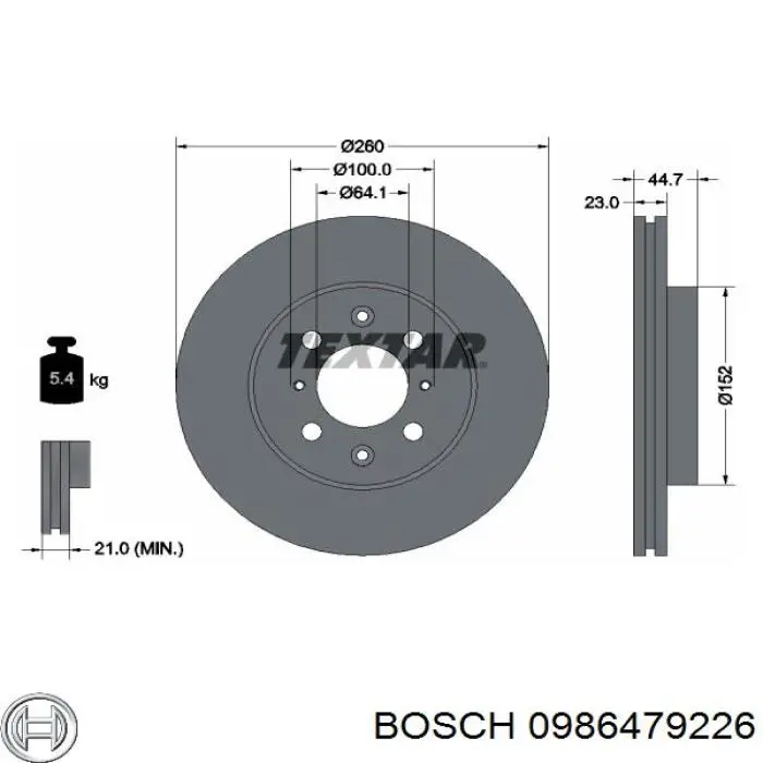 Диск переднього гальма Bosch 0986479226 ціна, від 33.79 USD