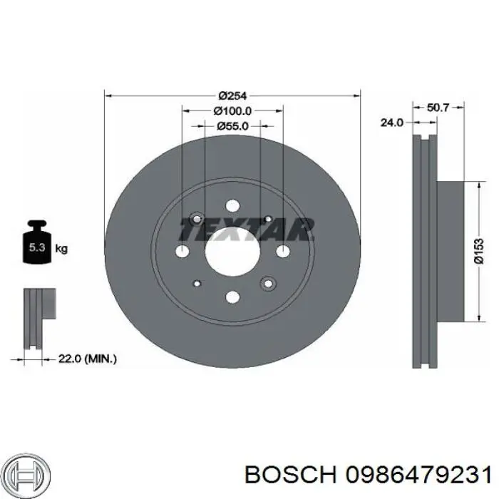0986479231 Bosch диск гальмівний передній