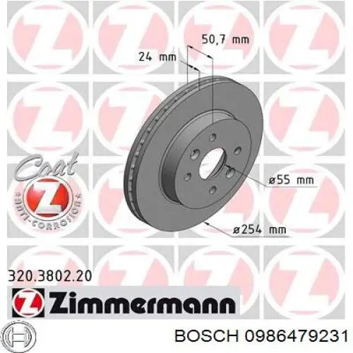 Диск переднього гальма Bosch 0986479231 ціна, від 33.09 USD