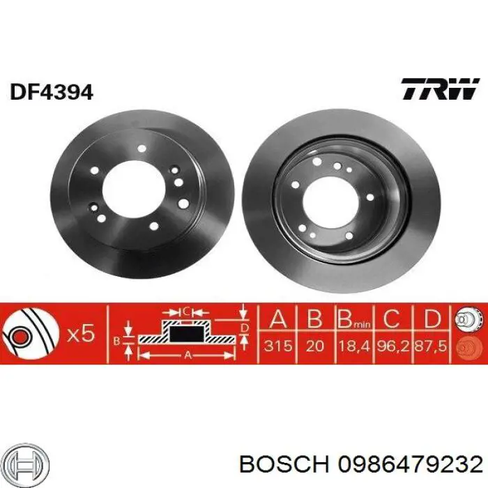 Гальмівні диски 0986479232 Bosch