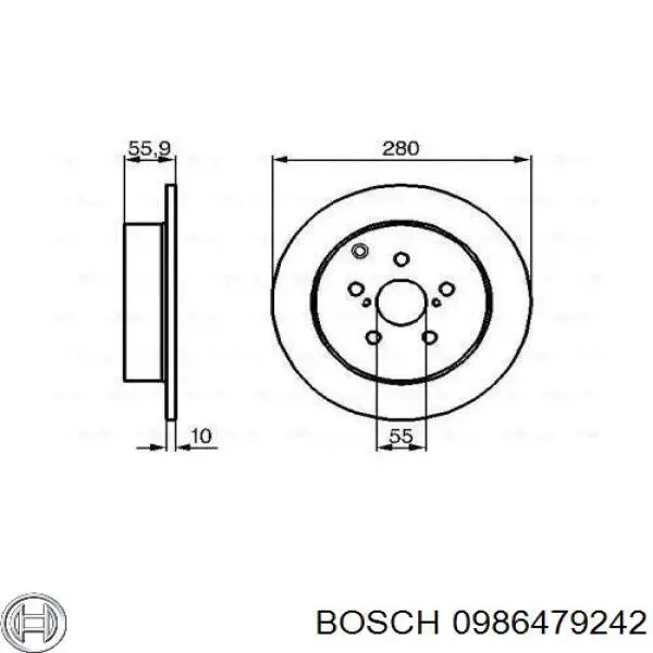 0986479242 Bosch диск гальмівний задній