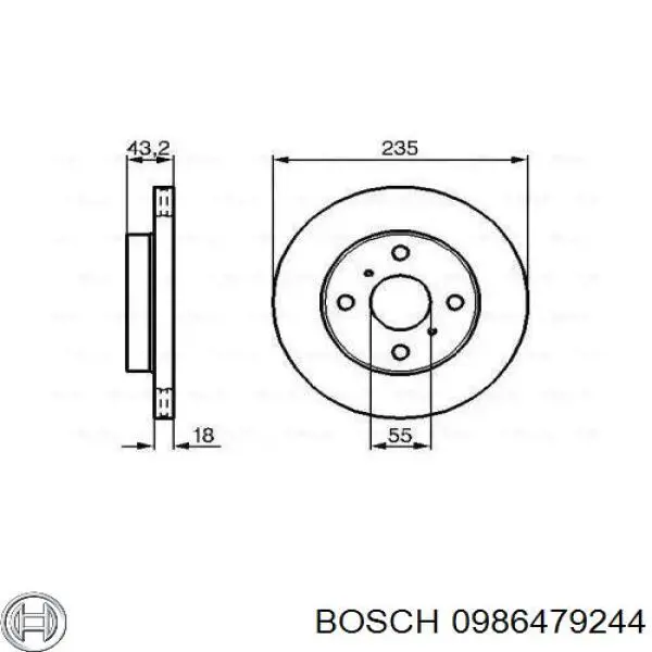 0986479244 Bosch диск гальмівний передній