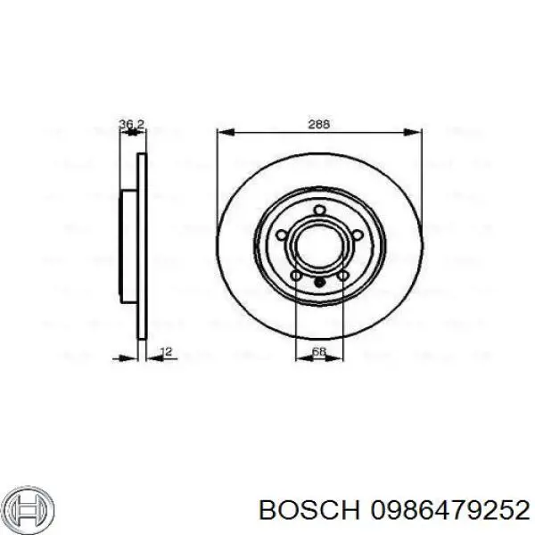 0986479252 Bosch диск гальмівний задній