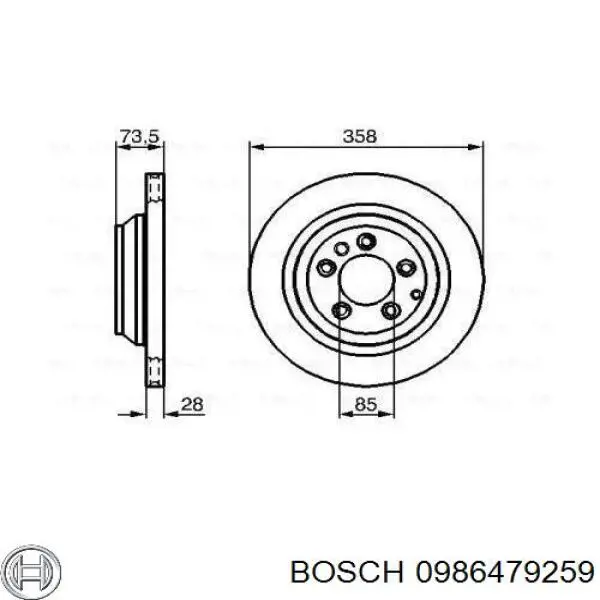 Диск гальмівний задній 0986479259 Bosch