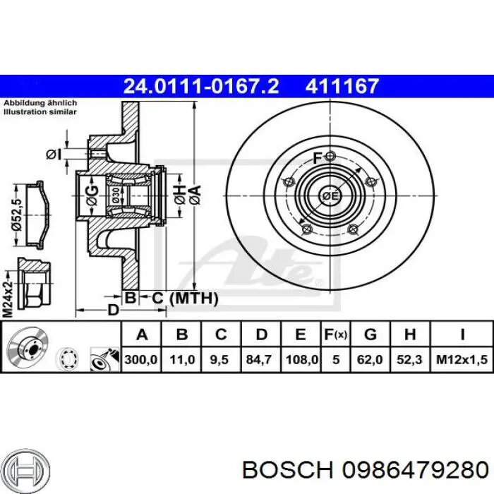 Задні дискові гальма Bosch 0986479280 ціна, від 73.43 USD