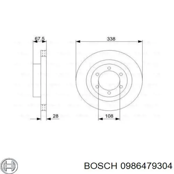 0986479304 Bosch диск гальмівний передній