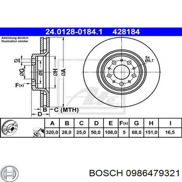 Купити 0986479321 Bosch Ротор гальмівний