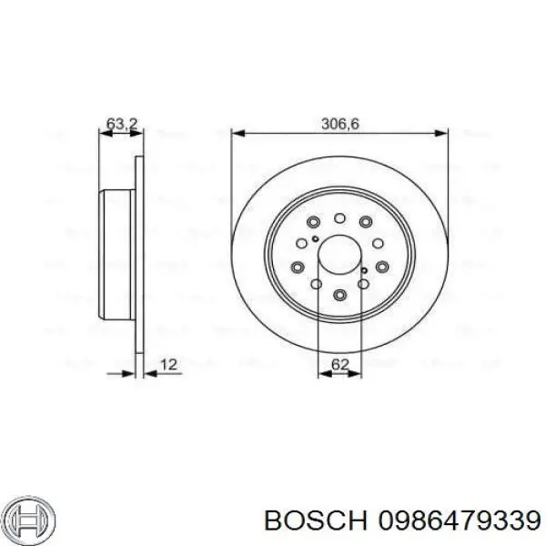 0986479339 Bosch диск гальмівний задній