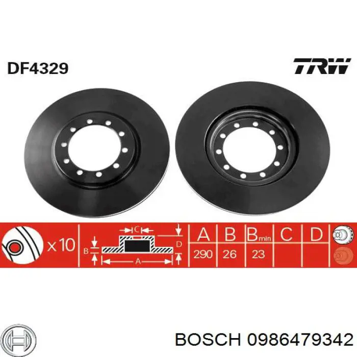 Гальмівні диски передні 0986479342 Bosch
