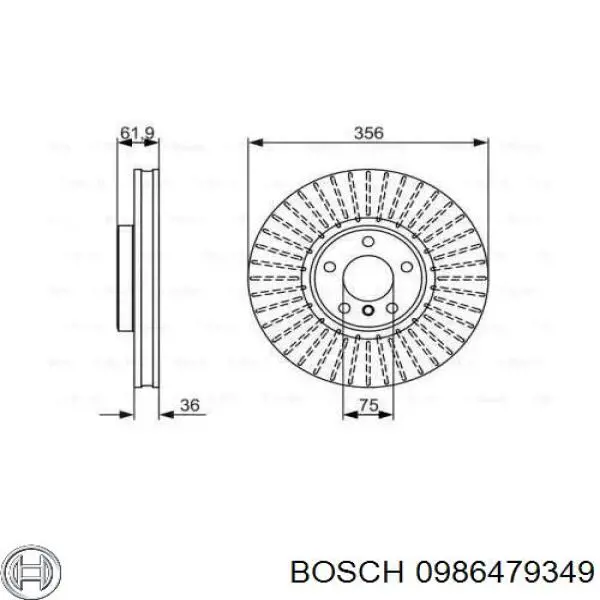 Диск переднього гальма Bosch 0986479349 ціна, від 102.61 USD