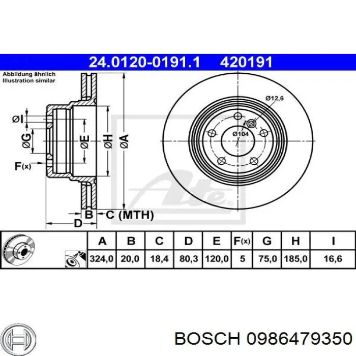 Купити 0986479350 Bosch Диск заднього гальма