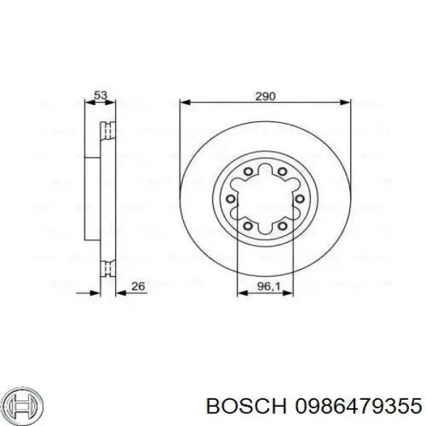 Диск гальмівний передній 0986479355 Bosch