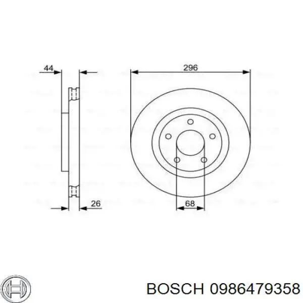 Диск переднього гальма Bosch 0986479358 ціна, від 44.93 USD