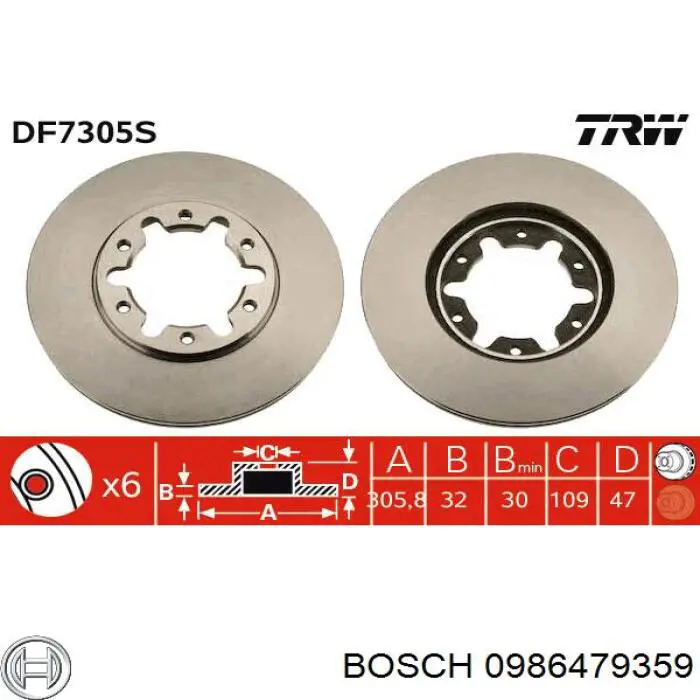 Купити 0986479359 Bosch Ротор гальмівний