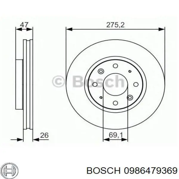Гальмівні диски передні 0986479369 Bosch